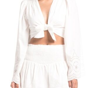 Free the Roses white eyelit top XS new